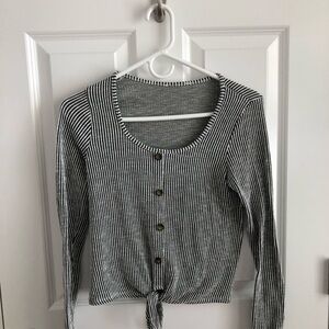 Striped Black and White Long Sleeve Top